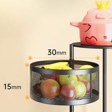 3/4/5 Tier Kitchen Rotating Storage Trolley Cart Round Vegetable Mobile Shelf Rack - Black - View 10