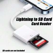 1个Type-C/Lightning读卡器，便携式即插即用读卡器，SD卡转换器，相机读卡器适配器，兼容 17 Pro Max/17 Pro/17/Air/16/15、S25/S24/S23/S22/S21/S20、iPad系列高速读卡器 - 白色 - 查看 6