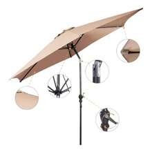 CY Eke Sombrilla de Jardín con Inclinación 2.7 M Altura 2.5 m Base de Aluminio para Terraza Playa Exterior - Cafetería - Ver 4