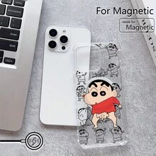 Fast EU Shipping (DE & ES)  Phone Case - Sweet Japanese Anime - Crayon Shin-Chan Case Compatible With IPhone 1, 16E, 16, 15, 14, 13, 12, 11, Air, Pro, Ma, Mini, XR, XS, X, Plus, With Transparent, Soft TPU Back Cover With Corner Protection And Magnetic Attraction - 黑色 - 查看 4