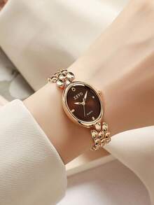 1pc/Set No Gift Box Simple Women's Square Quartz Watch, Steel Strap, Suitable For Daily Wear, Birthday, Anniversary, Halloween, Promotion And Other Holidays