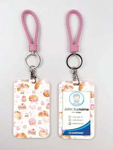 1pc ABS Pink Rope Cake & Cookie Pattern Fashion Keychain Pendant, Bag Charm, Student Bus Protector - Multicolor - View 4