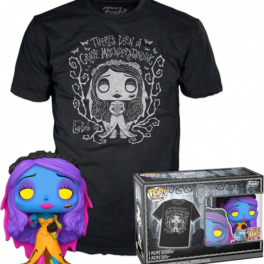POP! & Tee Corpse Bride - Emily - Blacklight - All - (S) - T-Shirt - Clothes With Collectable Vinyl Figure - Gift Idea - Figure And Short Sve Top For Adults Unisex  And Wo - Style 6 - View 1
