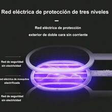 Lámpara matamosquitos 2 en 1, matamoscas eléctrico recargable, potente eliminador de mosquitos multifunción para el hogar, matamoscas eléctrico multifunción. - Negro - Ver 5