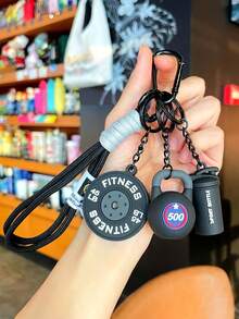 哑铃和杠铃钥匙扣套装,非常适合挂在背包上。创意健身配件包括哑铃、杠铃片、拳击手套和其他装饰吊坠。可DIY成钥匙扣和包包挂饰。 - 彩色 - 查看 2