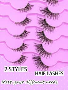 14对2款C/D卷度，4-11mm/6-15mm，混合半截假睫毛，自然妆效，透明睫毛梗，轻盈蓬松，打造猫眼妆效，自然短款点缀假睫毛，眼尾假睫毛，3/4假睫毛，可重复使用假睫毛套装，条状假睫毛，睫毛，假睫毛，假睫毛，斋月/开斋节完美礼物。 - 彩色 - 查看 5