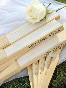 Customized Wedding Hand Fan, Personalized Wedding Candy Fan, Wholesale Engraved Bride Party Favors, Handmade Romantic Wedding Fan, Bridesmaid Gift - Multicolor - View 2