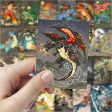 pokemon 60张浮世绘风格及山海经典宝可梦贴纸，酷炫烈空坐贴纸，可用于手机壳、日记本和水瓶 - 彩色 - 查看 4