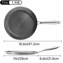 TIROTO 304 Stainless Steel Frying Pan, Non Stick Surface, Induction And Gas Compatibility, Uniform Heat Distribution, Easy To Clean Modern Steak, Egg, Fish, Pasta, Pizza Cookware - 18.6in - View 3