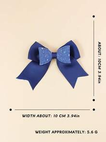 4个儿童/青少年蓝色丝带蝴蝶结发夹，休闲优雅发饰，绝佳礼品之选