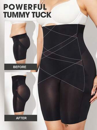 1pc Women Plus Size Latex Waist Trainer Corset, High Waist Tummy Control Body Shaper