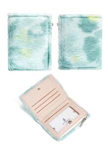 BATSIOE New Gradient Plush Women Wallet, Multi-Card Slots Short Purse, Cute Fluffy Compact Card Holder Coin Pouch