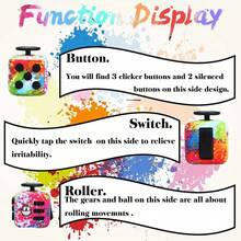 4pc Stress Relieving Dice Handle Magic Cube Dice,FidgetToy Cube Toy Sensory Toy With 6 Different FunctionsStress Anxiety Relief Toy Killing Time Finger Toy OfficeClassroom Toy Gift For Adults - Nhiều màu - Xem 5