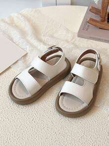 1双夏季婴儿凉鞋，幼儿男女童真皮露趾凉鞋，软底舒适，时尚百搭平底防滑休闲沙滩鞋 - 米色 - 查看 3