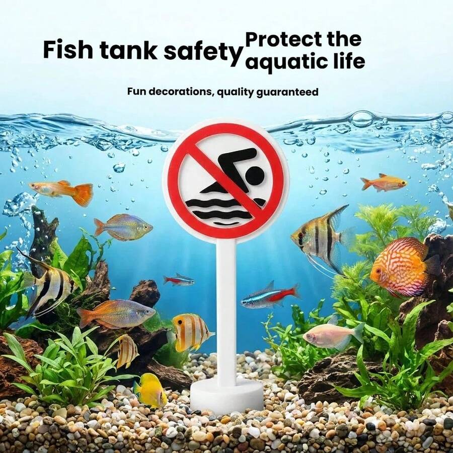 宠物鱼缸装饰，游泳警告标志，禁止儿童游泳，宠物安全