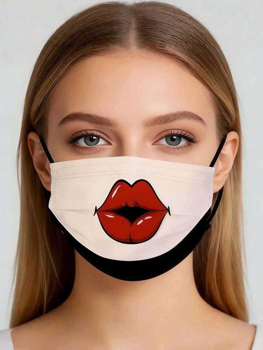 30pcs Clown Fashion Funny Face Mask, High-Quality Disposable 3-Ply Adult Protective Mask For Halloween, Elastic, Windproof, Sunscreen, Comfortable, Breathable, Casual Wear, Non-Washable, Women Style Jacquard Fabric - Multicolor - View 1