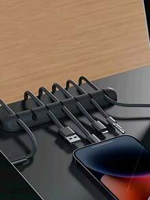 1pc Computer Headphone Cable Organizer, Bedside Desk Mobile Phone Charger Data Cable Management Clip - Multicolor - View 1