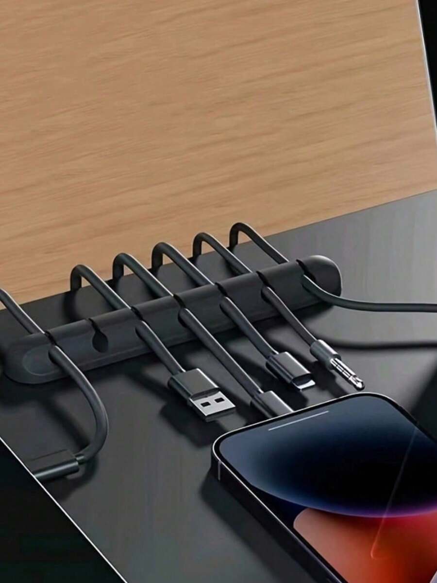 1pc Computer Headphone Cable Organizer, Bedside Desk Mobile Phone Charger Data Cable Management Clip - Multicolor - View 1