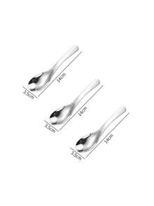 3PCS 304 Stainless Steel Thickened Earl Gray Spoon, Soup Spoon, Stainless Steel Coffee Spoon, Simple Milk Spoon, Modern Stirring Spoon, Reusable Spoon, Washable Dessert Spoon, Canteen Hotel Tableware, Restaurant Tableware, - Silver - View 11