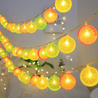 GCTECHING 1pc LED 3-Color Lemon Shaped String Light, Yellow Round Plastic Material, Green Transparent Lemon Night Light String, Minimalist Holiday Decor Light String, Suitable For Indoor Party, Outdoor Street Tree Railing Corridor (Batteries Not Included)