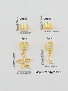 45pcs/Set Girls' Braided Hair Accessories Combo - Moon, Star, Braid Clips, Fashion Personalized Braided Jewelry, Y2K Party Punk Gifts, Suitable For Girls, Perfect For Balls, Parties, Music Festivals, Girl's Hair Decorations, Fairy Party Hairpins, Holiday Party Decorations, Gold Metal Accessories, Gifts, Travel, Girl Gifts, Hair Accessories - Multicolor - View 5