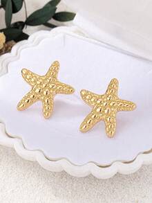 1对时尚优雅的极简主义海星耳钉（女士款） - 海星 - 查看 20