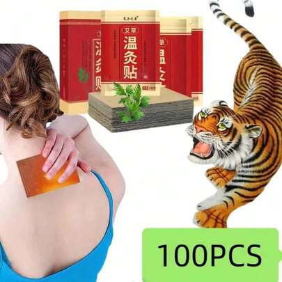 100/50/40/20pcs Moxa Patches, Natural Plant Extract, Suitable For Shoulders, Knees, Calves, Waist Etc., Popular Self-Heating Patches, Herbal Stickers, Home, Travel & Outdoor Use, Chinese Medicine Wellness