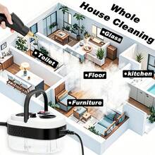 Steam Cleaner,Pressurized Steam Cleaner, ,Steam Cleaner For Home & Car, 2500W, 15s Heat-Up, 1.27 Quarts Tank, 6-Level Adjustable , Handheld Portable Steamer For Cleaning With 20 Pcs Accessories, Steam Cleaner For Home For Dirt, Grease, Grout, Tile,Floor, Car - 美規A型插(110-127V) - 查看 2