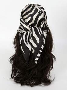 1pc Zebra Print Women's Scarf, Fashionable Headscarf, Hijab - Multicolor - View 3