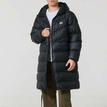 Nike 男子運動休閒保暖中長連帽羽絨外套 - 黑色 - 查看 2