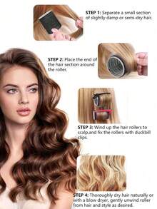 18件套大号卷发棒套装（含发夹），自粘式卷发棒，适用于长发、中长发、短发和刘海，DIY造型工具（6个大号卷发棒+6个小号卷发棒+6个发夹），无需加热即可打造卷发，适合美发沙龙、美容院和开学季使用，包含卷发棒、卷发梳、卷发工具、美发造型套装、美发工具套装和发饰。 - 彩色 - 查看 6