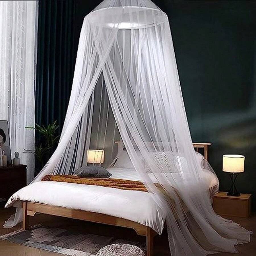 Mosquito Net Bed Canopy Mosquito Net For Single/Bedroom Insect Net Protection For Bed And Home TravelIndoor And Outdoor Mosquito Prevention White - White - View 1