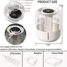 6.8L Air Humidifier For Sleep & Plant Care – Dual Mist Nozzles, 3-Degree Mist Output, Built-In Night Light, One-Touch Fill & Quick-Clean Design – Silent Operation For Bedroom, Office - 米色 - 查看 10