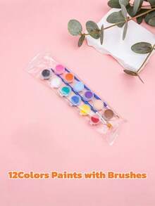 8Pcs 12 Colors Acrylic Paints With 5*7 In & 6*6In Flat Canvas Board And Easel Stand Set, Flat And Round Tip Small Paint Brushes, Palette Trays, Disposable Art Apron Smocks, Rainbow Tote Bags, Painting Drawing Supplies Versatile Painting Starter Kit For Art Classes Group Painting, Paint And Sip Parties, Date Night Couple Games