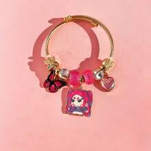 K-POP Witch Girl Group Stainless Steel Adjustable Bangle Bracelet With Butterfly & Heart Pendant Charms - Multicolor - View 4