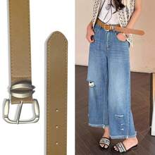1pc Women's Casual Solid Color Leather Belt, Simple Fashion Versatile Waist Belt For Jeans, Dresses, Commuting, Retro Design - 1581 - View 4
