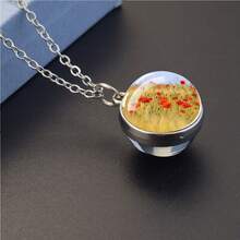 1件装罂粟花田吊坠项链，女士自然灵感珠宝，生日、周年纪念日、情人节礼物 - 風格 - 查看 7