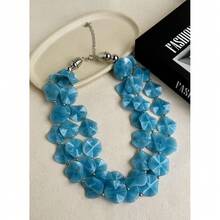 Colar Maxi Resina Mesclado Marmorizado - Azul Caribe - Visão 1