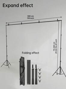 Adjustable Black Photography Backdrop Stand Set (Backdrop Cloth Not Included), Suitable For Photography Studio Props
