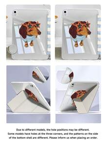 A Cute Golden Retriever Pattern With Starry Eyes, Blue And White Checkered Tablet Case Compatible With IPad Air 11-Inch M3 2025 / M2 2024, IPad Air 5th Generation 2022 , IPad (A16) 11 Inch 11th Generation 2025,Compatible With Samsung Galaxy Tab,Kindle Paperwhite 12th Gen 2024, Clear Back ,Fashion Pattern Protective Case,Automatic Sleep And Wake-Up Function, Airbag Protection, Suitable For Gifts And Office Use - Multicolor - View 8