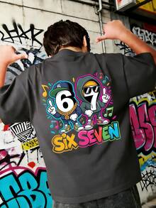 Tween Boy 67 & 67 Puzzle Design Print T-Shirt, Math Puzzle & Video Game Lover Graphic Tee - Dark Grey - View 3
