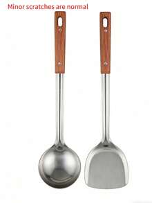 5/2pcs Kitchen Utensil Set, Includes Professional Slotted Spoon, Soup Ladle, Spatula, Scraper, Fine Rice Spoon, Suitable For Cast Iron Pot Cooking, Can Be Used For Stir-Frying Vegetables And Meat, A Good Helper For Daily Cooking (Slight Scratches Are Normal) - Multicolor - View 5