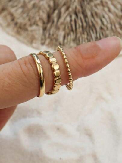 WaterProof-Dainty Ring Set Of 3, Waterproof Rings, Gift For Her, Boho Rings, Minimal Ring, Stacker Ring