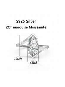 1pc Women's Engagement Ring, Moissanite Solitaire Ring, 2ct S925 Sterling Silver, Bohemian Vintage Style, Engagement, Wedding, Anniversary, Valentine's Day Gift, Comes With Moissanite Certificate And Elegant Gift Box - Silver - View 3