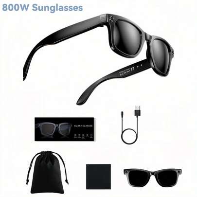 NEXUS AI Smart Glasses 4K HD Camera, BT Call, 800W Anti-Shake Camera Glasses With Video Recording Dual Mic, Simultaneous Interpretation/GPT Identify Objects, 270mAh Blue Light Glasses,Ideal Christmas, New Year's Day, Valentine's Day, Father's Day, Mother's Day And Birthday Gifts