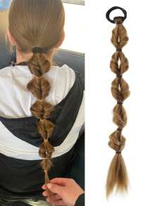 24 Inch Synthetic Long Twist Braided Ponytail Extensions With Hair Ties, Boxer Braids, Suitable For Women's Daily Use