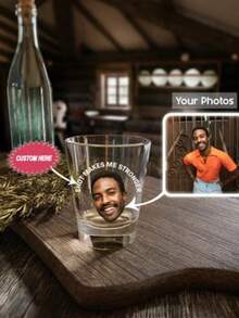 Customizable Photo Glass Cup, Personalized Photo Wine Glass Suitable For Birthday Party, Wedding And Other Occasions, Funny Tequila Shot Glass Groomsmen Gift, Multi-Functional, Durable, Decorative, Reusable, Exquisite And Fashionable, High Quality, Multi-Colored, Modern Style, Customizable Unique Gift, Suitable For Men, Tea Room, Home, Garden, Office, Etc. - Multicolor - View 3