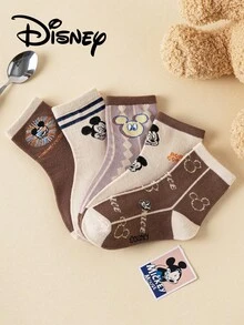 Disney 5/1 Pair Authentic Children's Socks, Maillard Color Series , New Year Gift Socks, Cartoon Animation Socks For Girls And Boys, Creative & Interesting Socks, Children's House Socks, Spring & Autumn - Multicolor - View 11