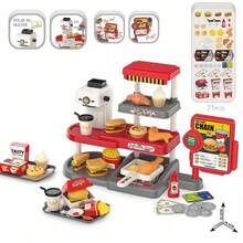Children's Fast Food & Burger Shop Role Play Toy Set, Kids Fast Food Burger Shop Play Set, 71pcs Kitchen Toy Set With Water-Dispensing Coffee Machine And Cash Register, Educational Role Play Toys - Multicolor - View 13