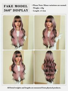 7JHH WIGS Farbverlauf Schwarz zu Rosa Perücke, extra lange lockige Perücke für Frauen, 76 cm synthetische Wellen-Locken-Perücke mit Pony, hochwertige, hitzebeständige Kunstfaser, vollständig maschinell gefärbte Perücke für Halloween, Cosplay, Musikfestivals, Themenpartys und Feiern - Pink - Übersicht 7